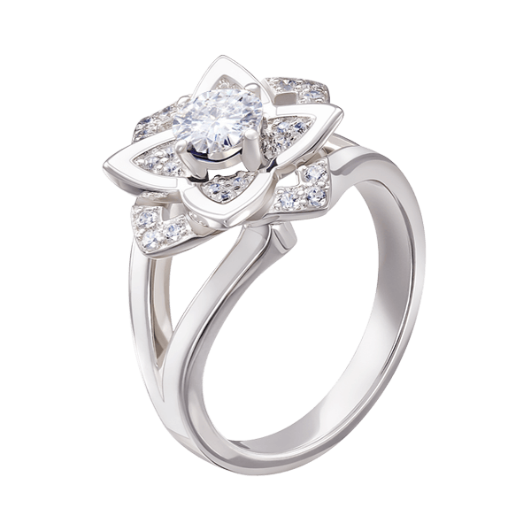 "Лотос с бриллиантом" эксклюзивное женское кольцо